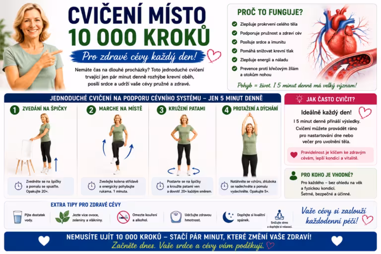 Jedno cvičení místo 10 000 kroků — jak chránit cévy bez námahy