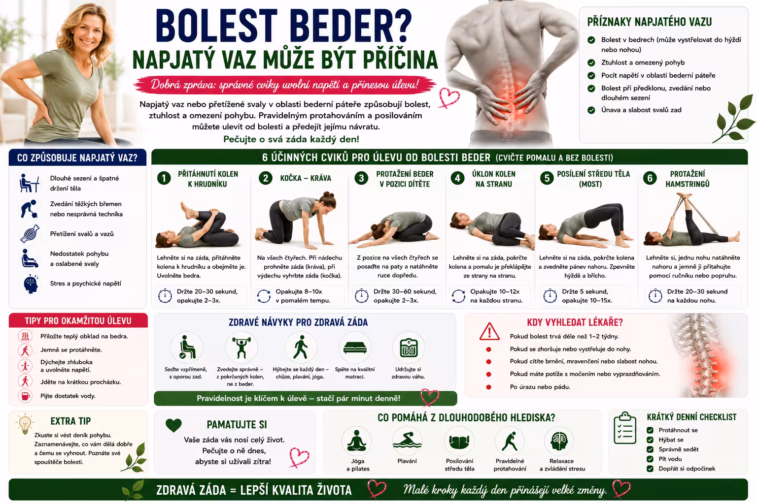 Bolest beder: dvě cviky proti napjatému vazu | Levita.cz