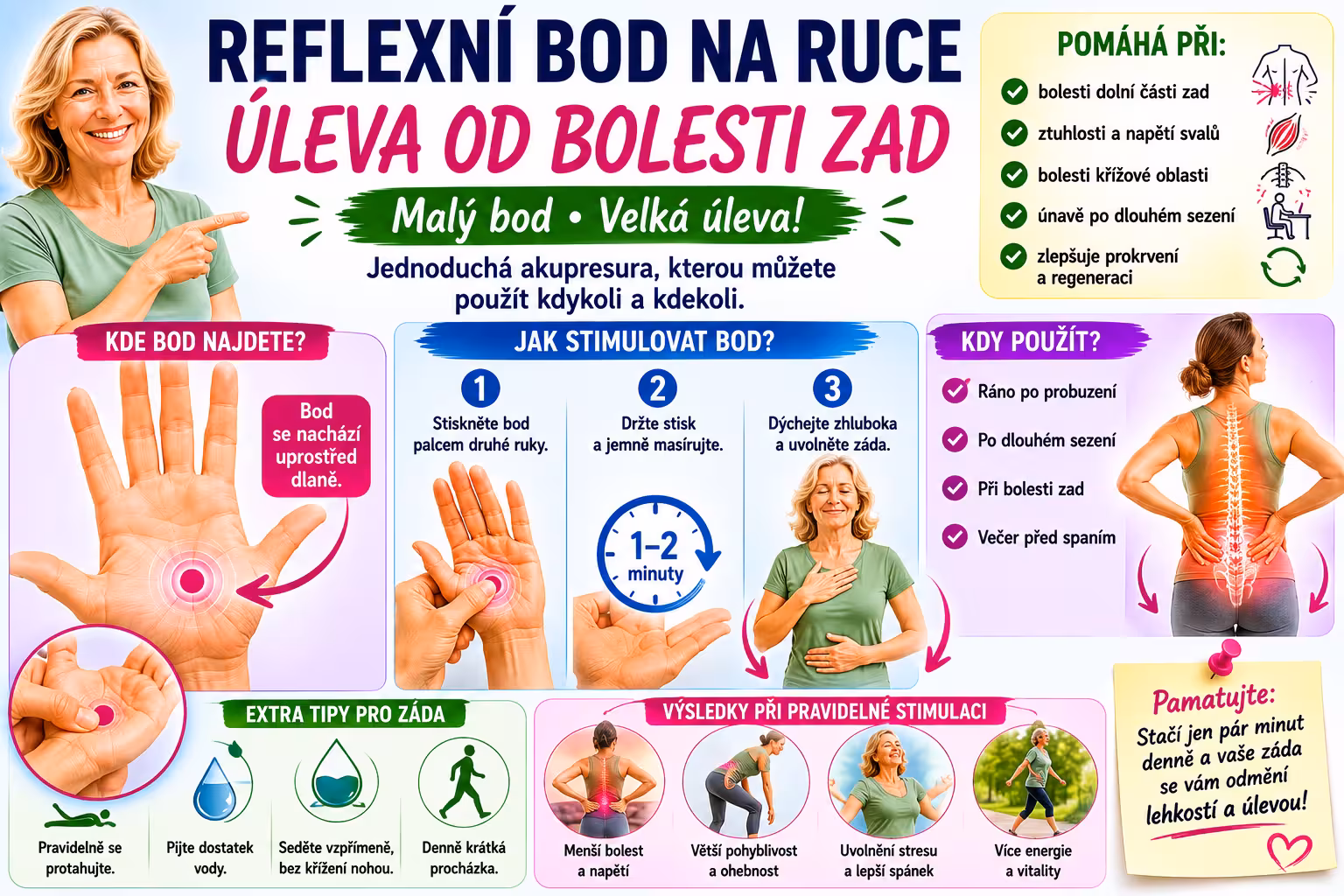 Bolest zad a vystřelování do nohy? Reflexní bod na ruce jako okamžitá první pomoc