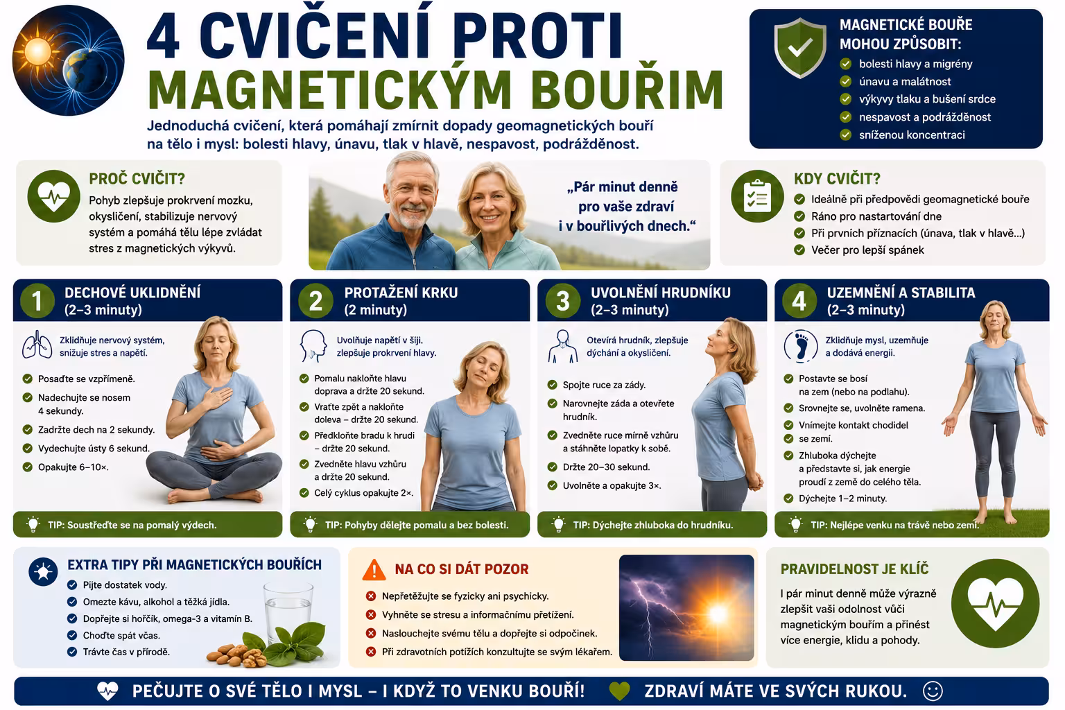 4 cvičení proti magnetickým bouřím: Uvolněte nervový systém za pár minut