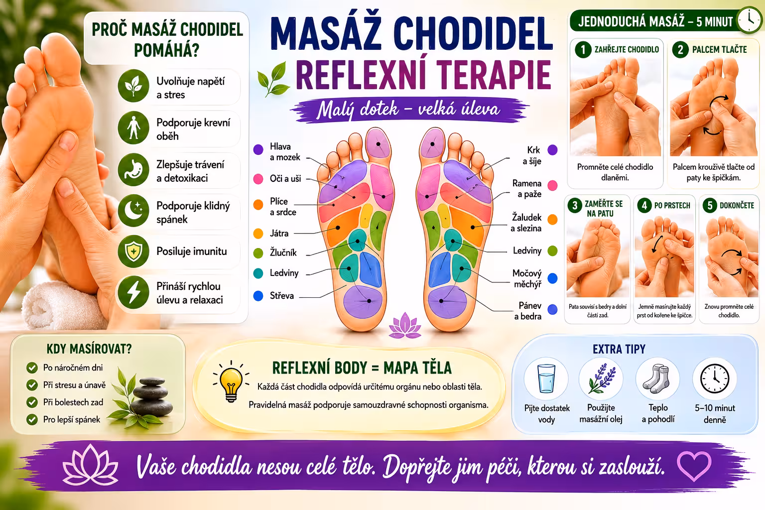 Reflexní masáž nohou – celé tělo v chodidlech aneb úleva na dosah ruky