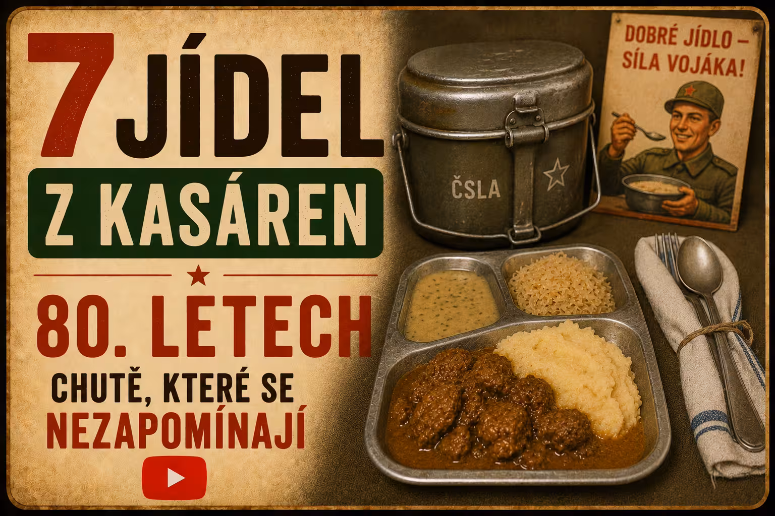 7 jídel, která jedli vojáci Československa v 80. letech – guláš, fazole, smažák i bramboračka