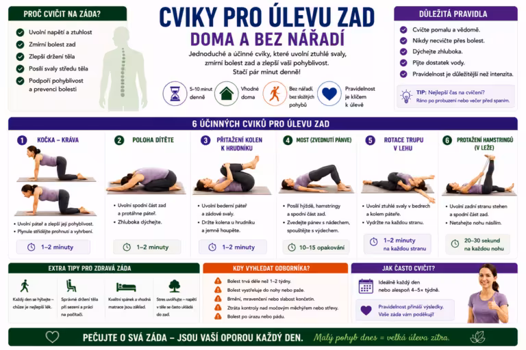 Úleva pro vaše záda: Jednoduché domácí cviky, které zvládne opravdu každý
