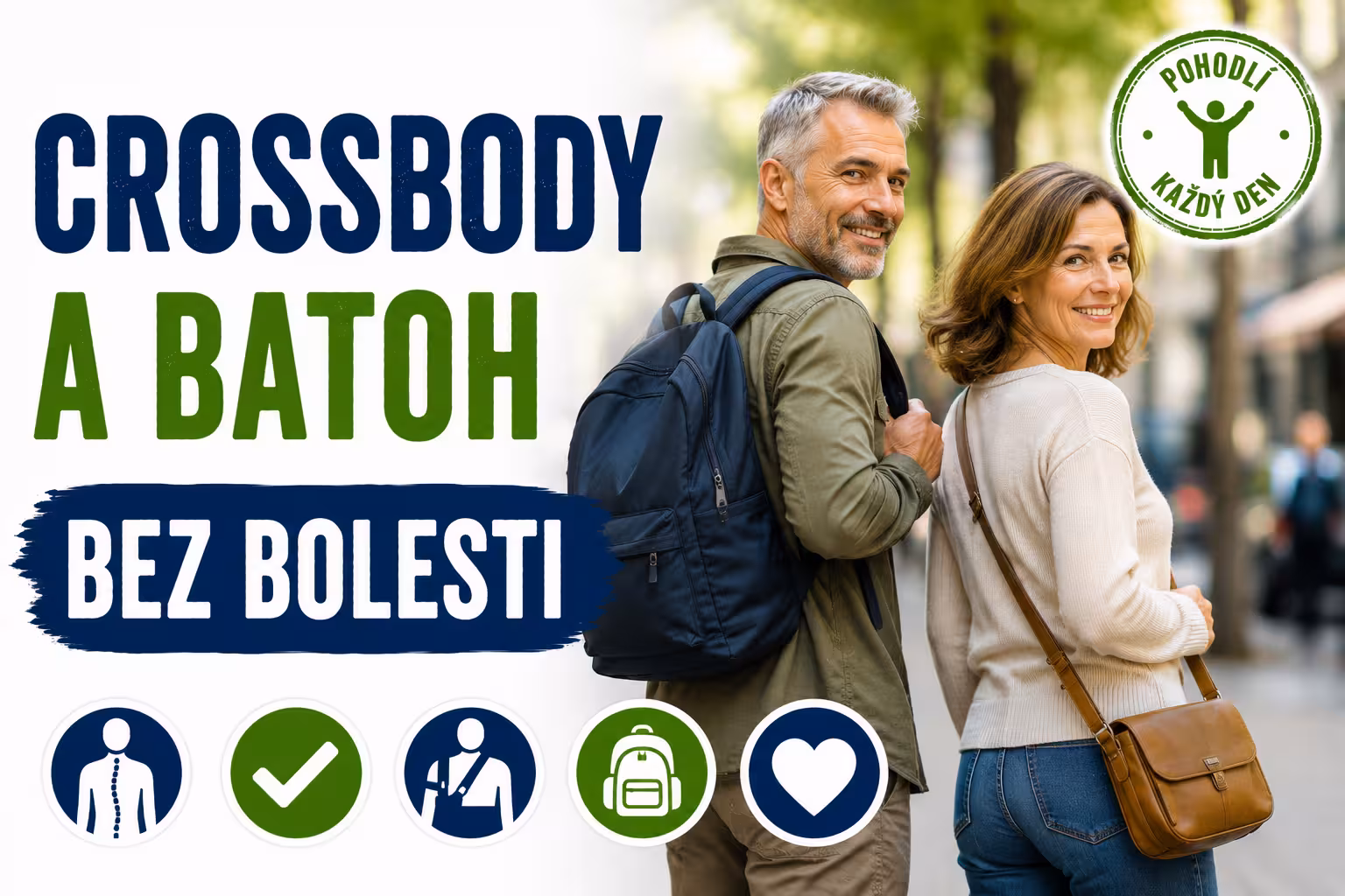 Jak správně nosit crossbody tašku a batoh na jednom rameni, aniž byste si zablokovali krční páteř