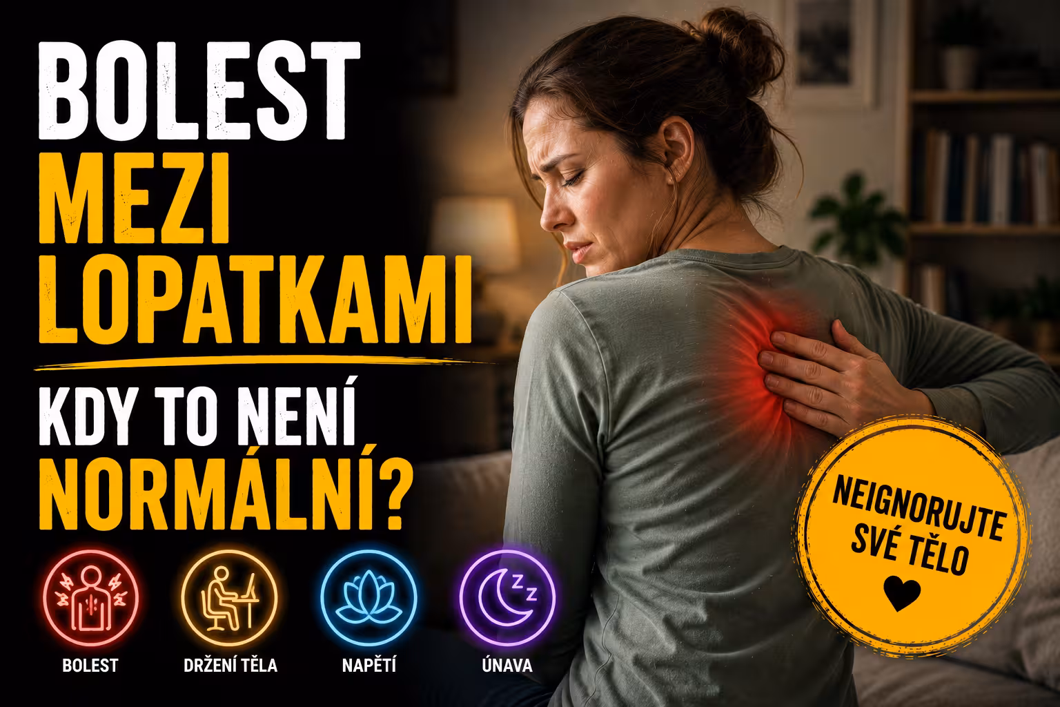 Tichý výkřik vašich zad: Proč jsme si zvykli na bolest mezi lopatkami, která by neměla vůbec existovat