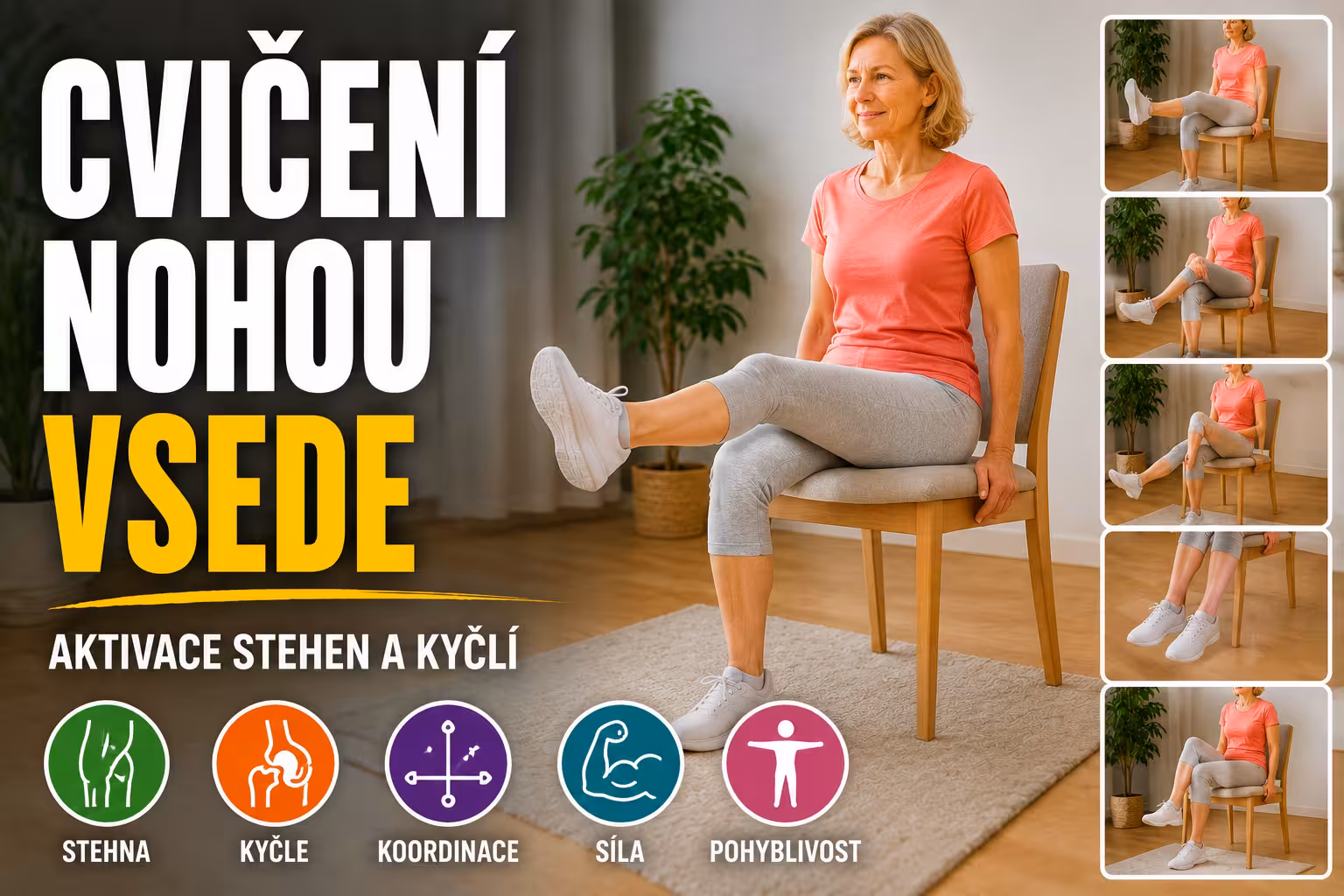 Cvičení nohou vsedě: aktivace stehen a kyčlí | Levita.cz