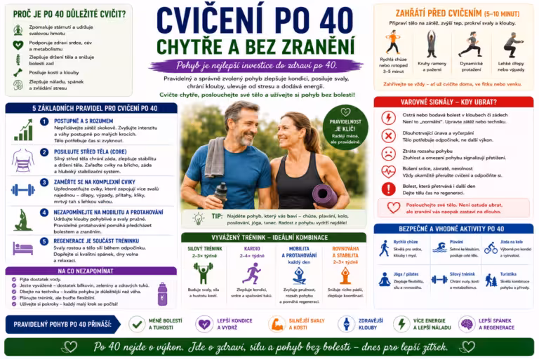Cvičení po čtyřicítce – jak na to chytře, bez zranění a s trvalými výsledky