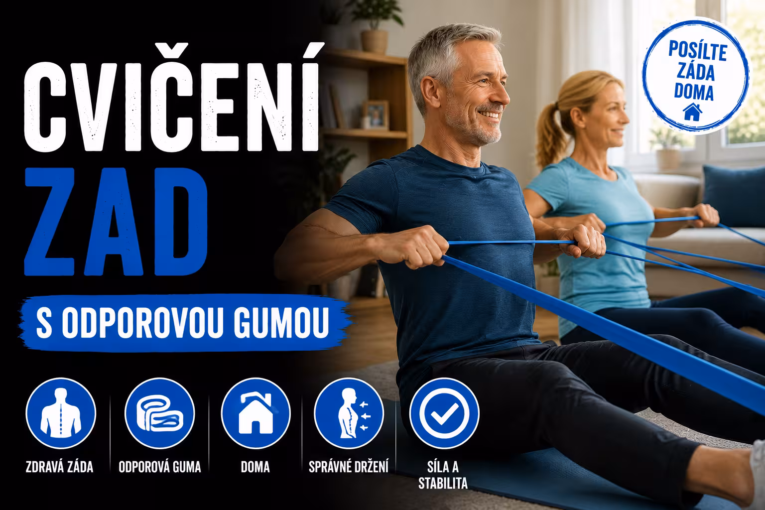 Posilovna za dveřmi: Jak cvičit záda s odporovou gumou za pár korun