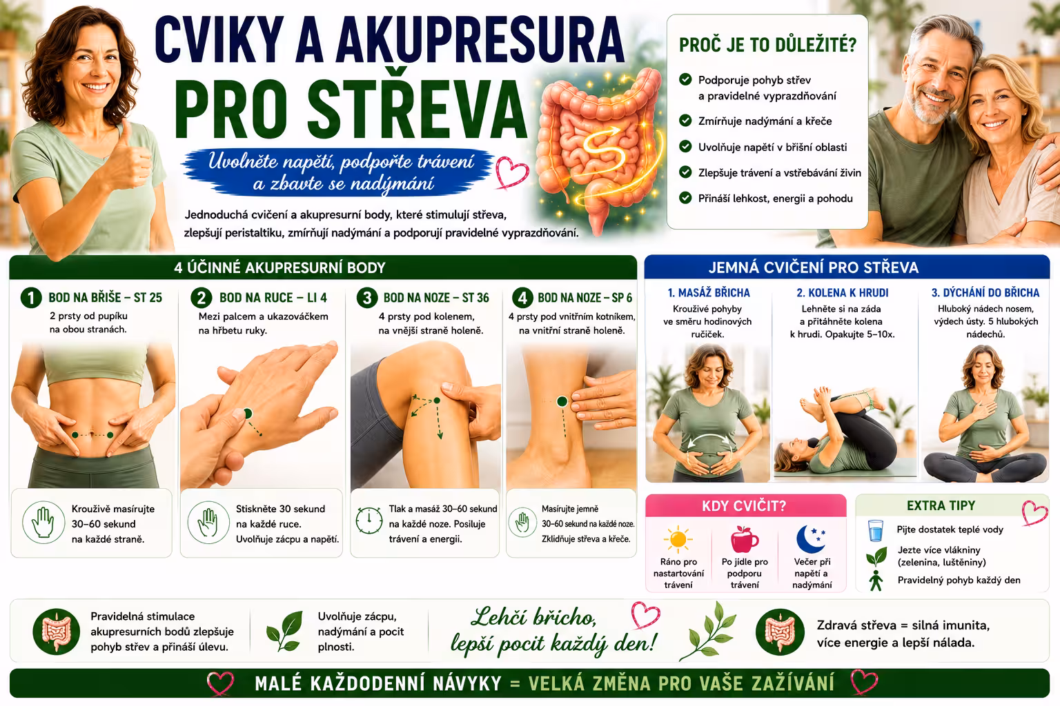 Lékaři tají! Ukazuji, jak vyléčit střeva za 1 minutu – cvičení a akupresura