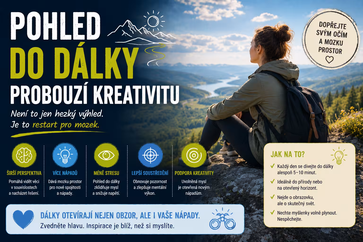 Jak pohled do dálky léčí mozek zotročený obrazovkami: Věda o horizontu, který probouzí kreativitu