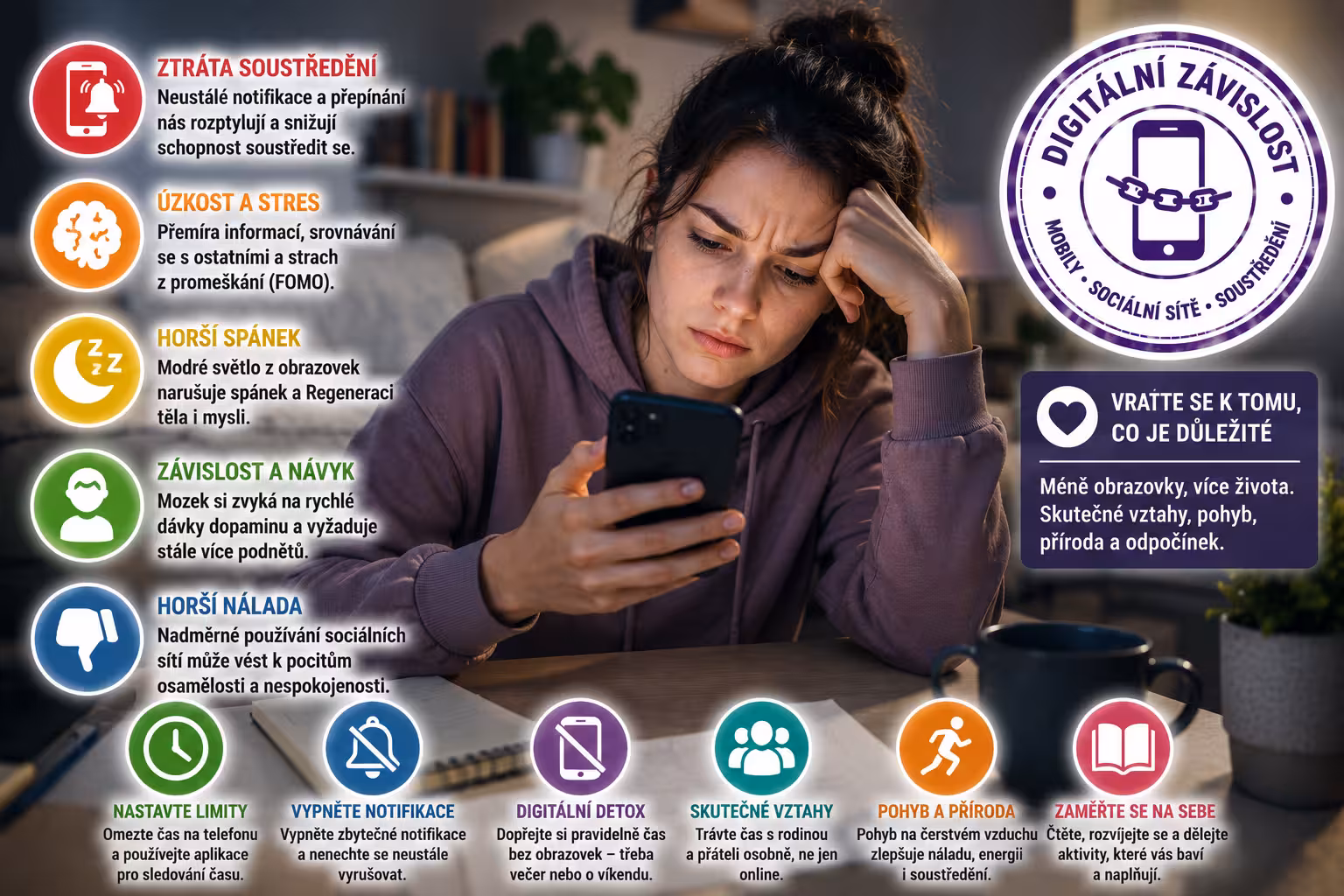 Digitální závislost: Jak nám mobily a sociální sítě ničí soustředění a co s tím dělat
