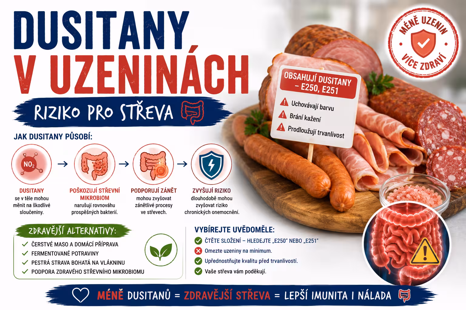 Dusitany v uzeninách: Tichý jed, který ničí střeva a zvyšuje riziko rakoviny