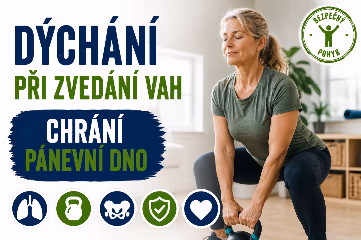 Dechový fitness v posilovně: Jak správné zapojení bránice při zvedání vah chrání pánevní dno
