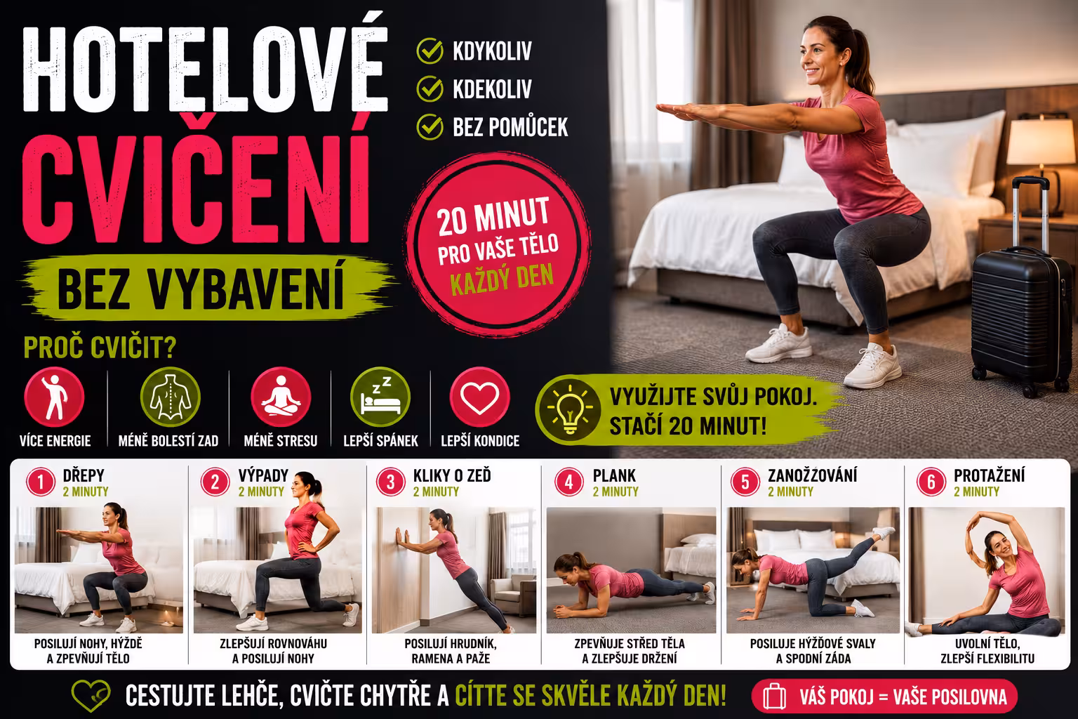 Hotelové cvičení bez vybavení | Levita.cz