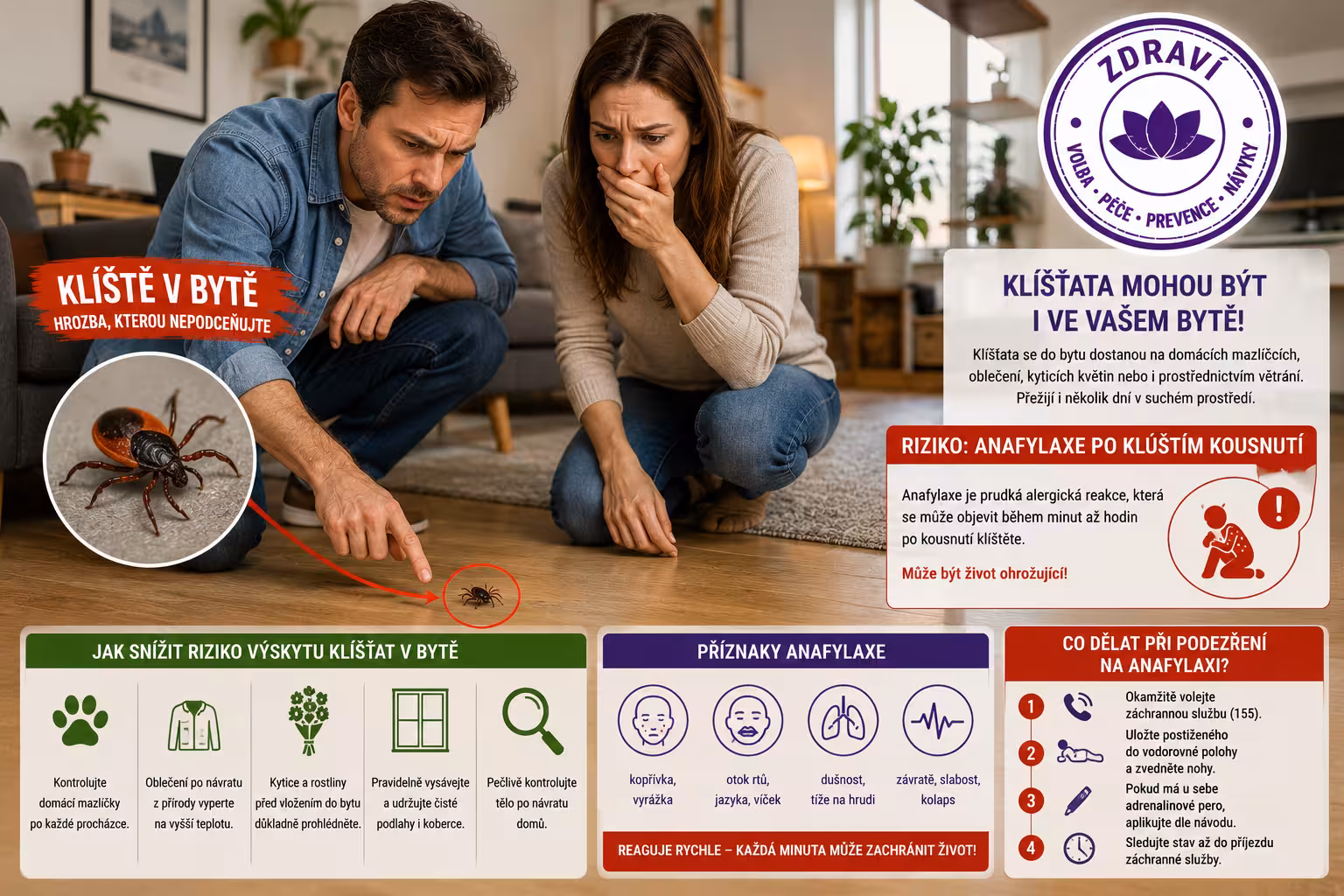 Klíšťata v bytě a riziko anafylaxe | Levita.cz