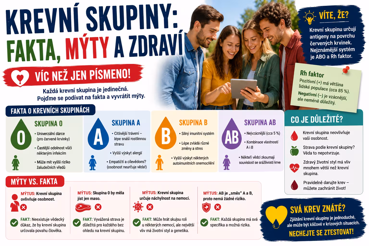 Krevní skupina a zdraví: Co o vás skutečně prozradí a co je mýtus