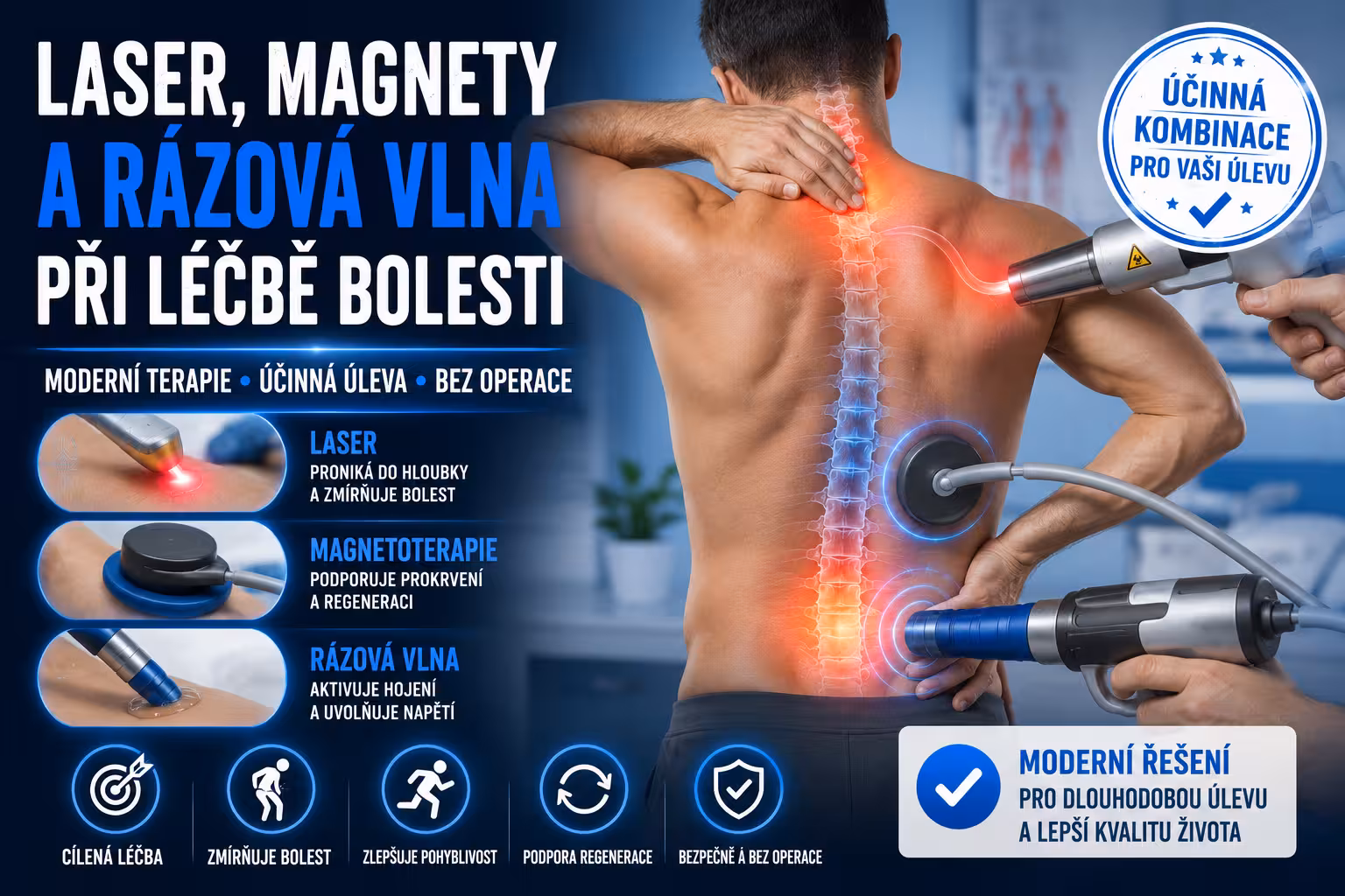 Laser, magnety a rázová vlna: Tři moderní terapie, které léčí bolest bez prášků a operací