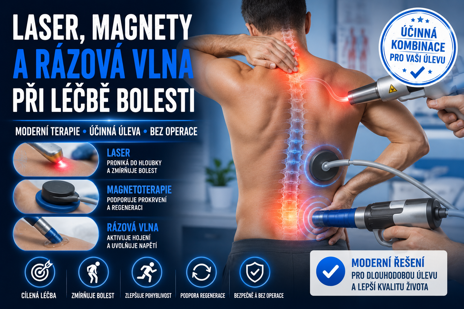 Laser, magnety a rázová vlna: Tři moderní terapie, které léčí bolest bez prášků a operací