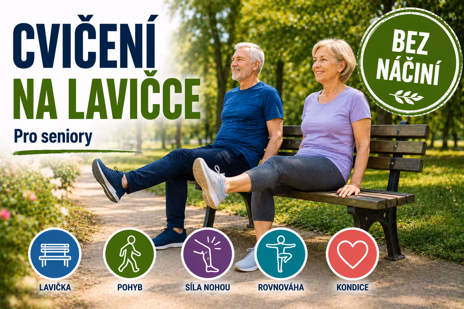 Cvičení venku pro seniory: 5 bezpečných cviků na lavičce