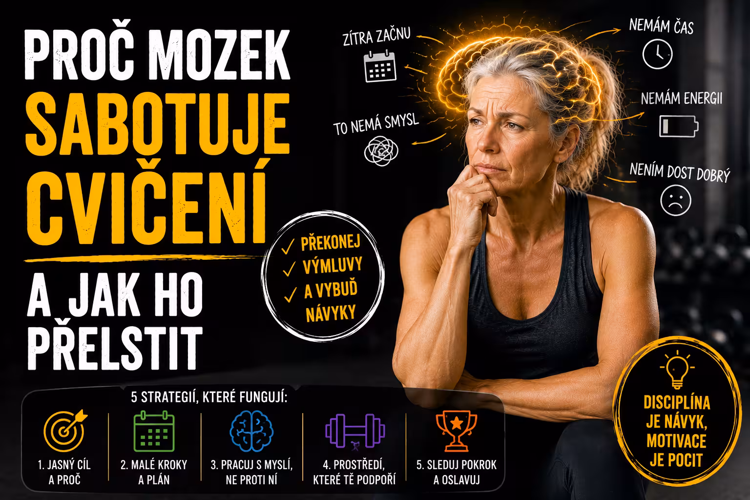 Paradox lenosti: Proč mozek sabotuje cvičení a jak ho přelstít pravidlem 5 sekund