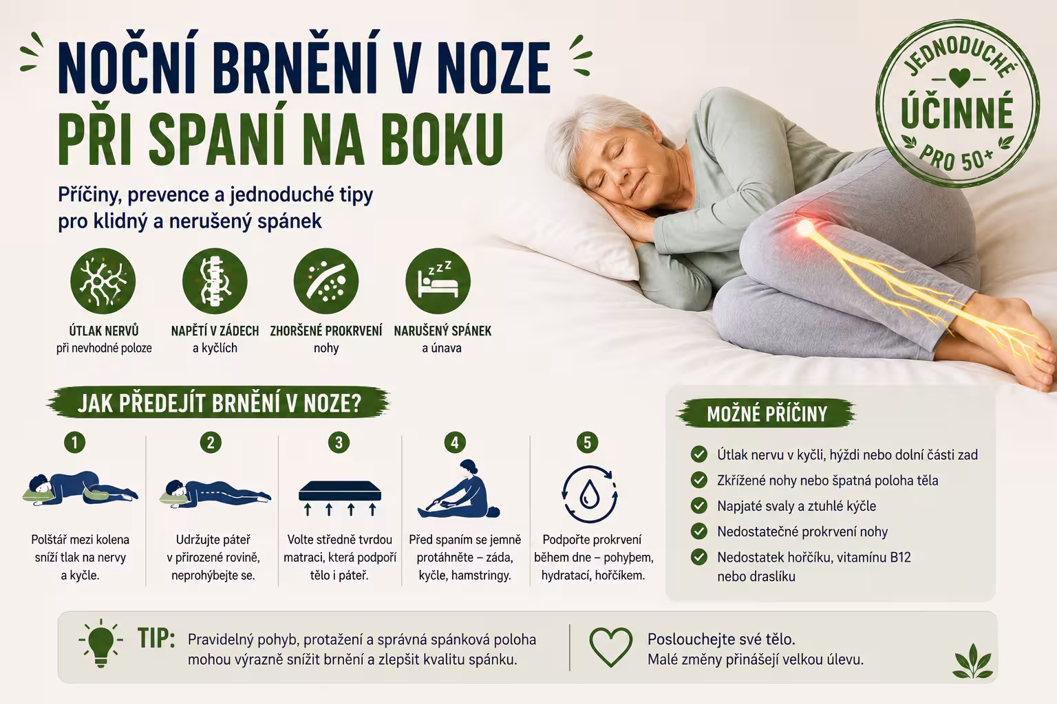 Noční brnění v noze při spaní na boku | Levita.cz
