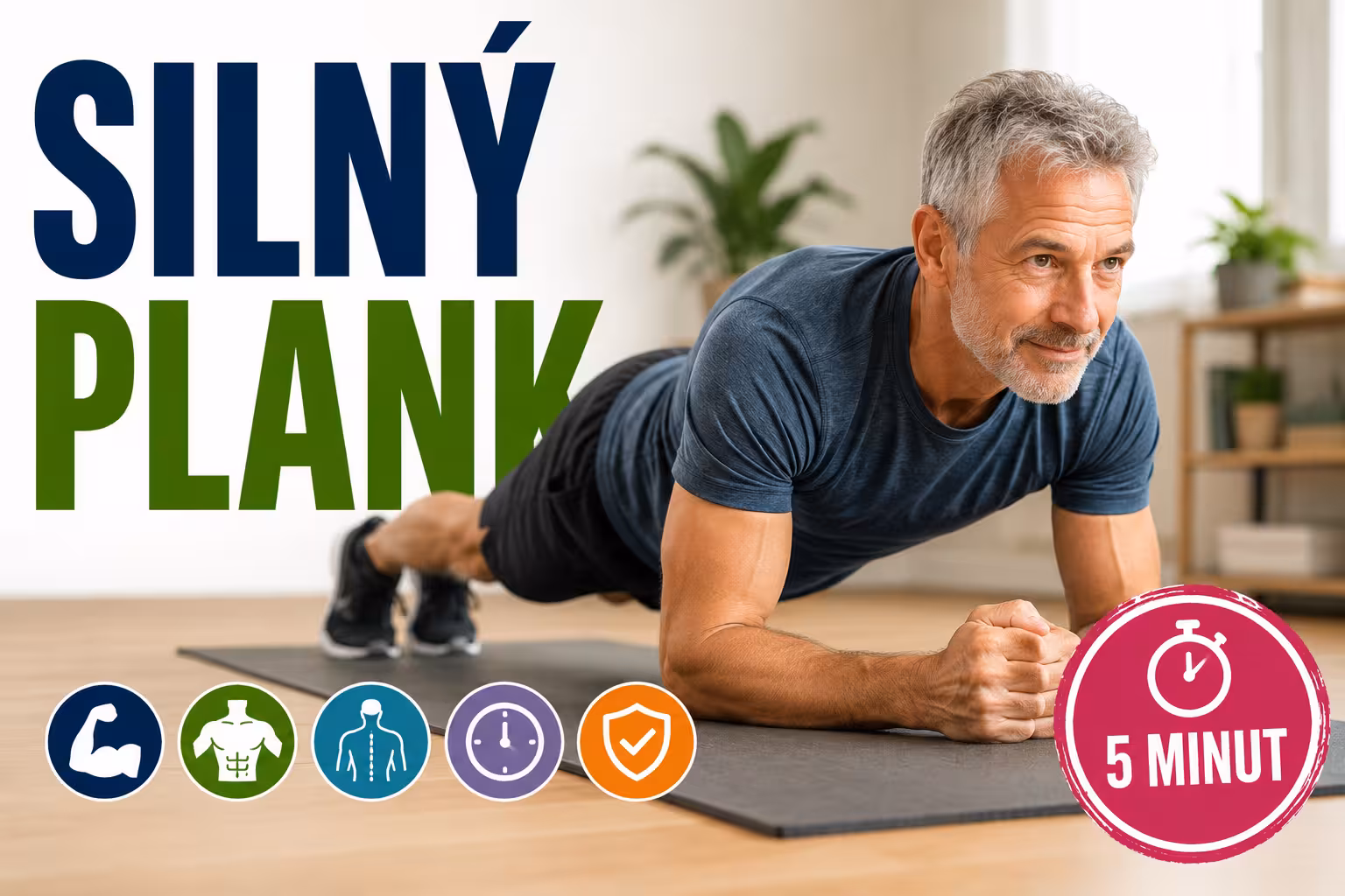 Silný plank po padesátce: 5 minut denně pro pevné břicho, zdravá záda a lepší stabilitu