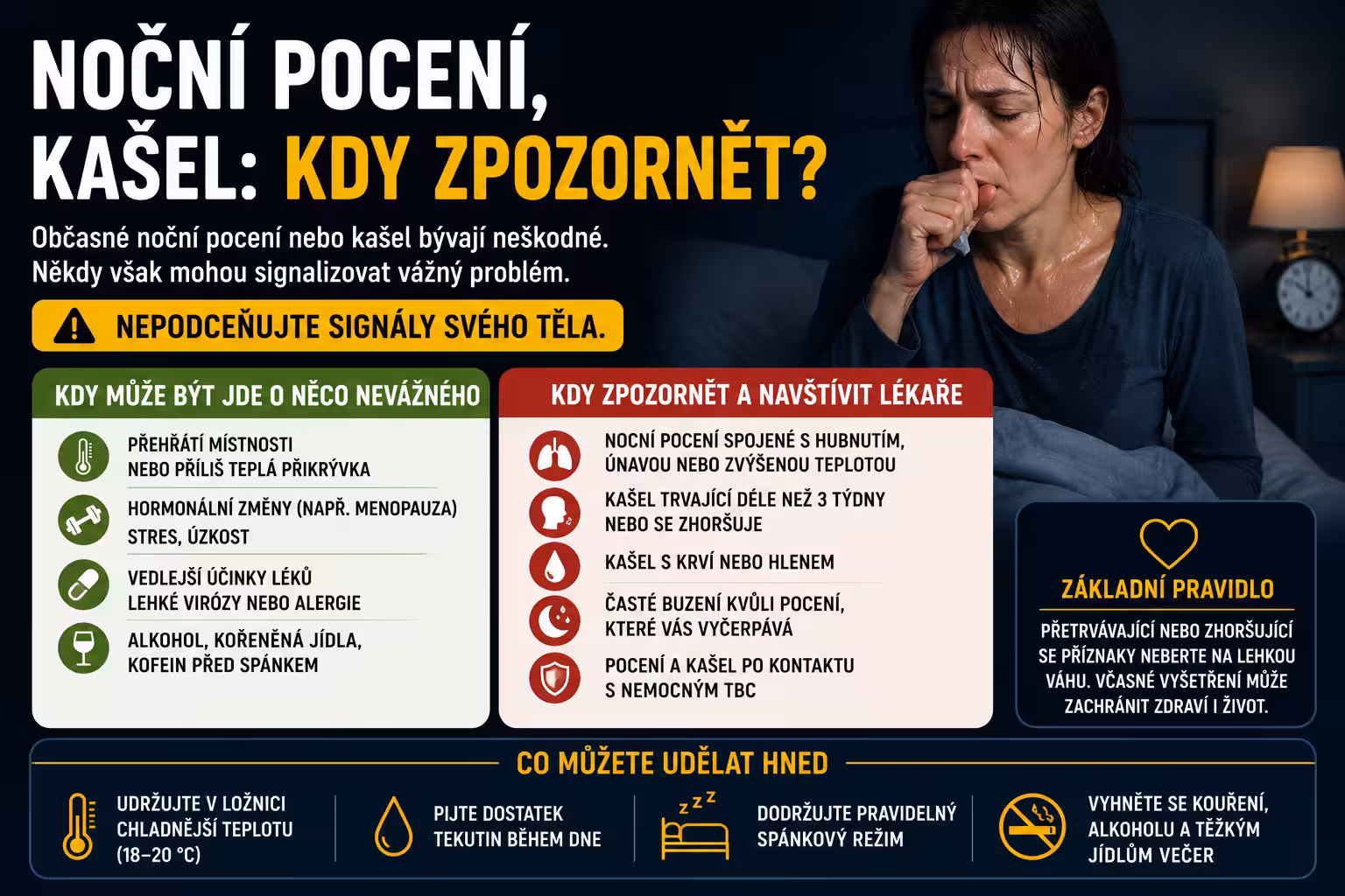 Noční pocení a kašel – kdy zpozornět | Levita.cz