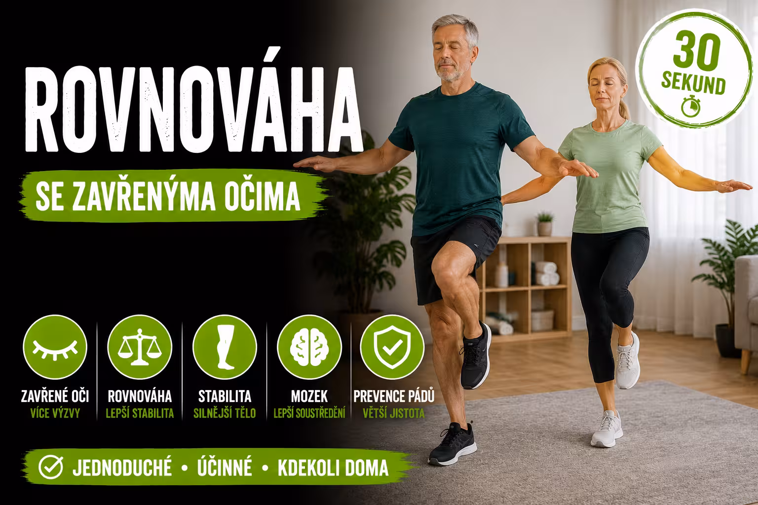 Rovnováha se zavřenýma očima: Jak krok za krokem trénovat stabilitu a posílit mozek