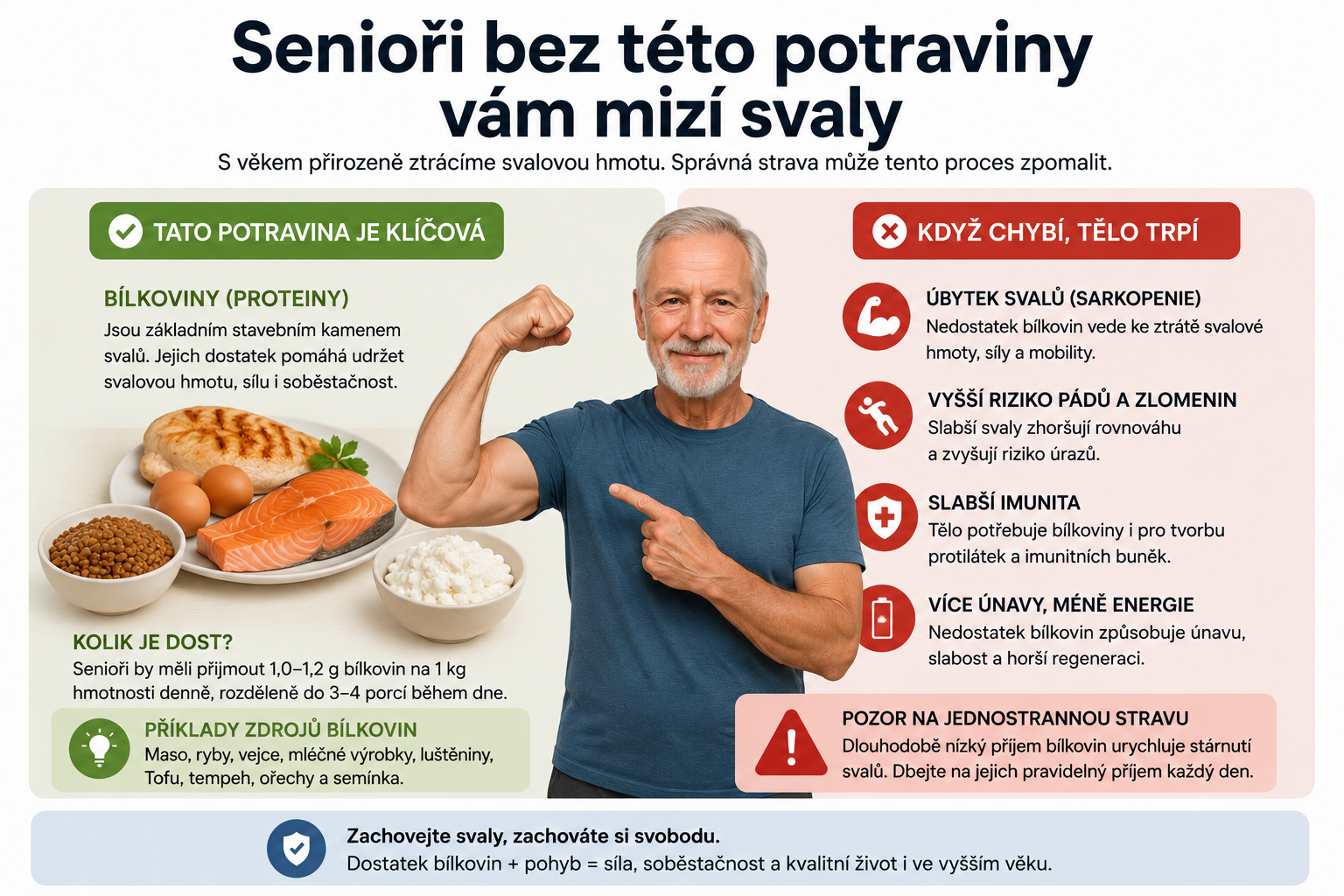 Senioři, bez této potraviny vám mizí svaly