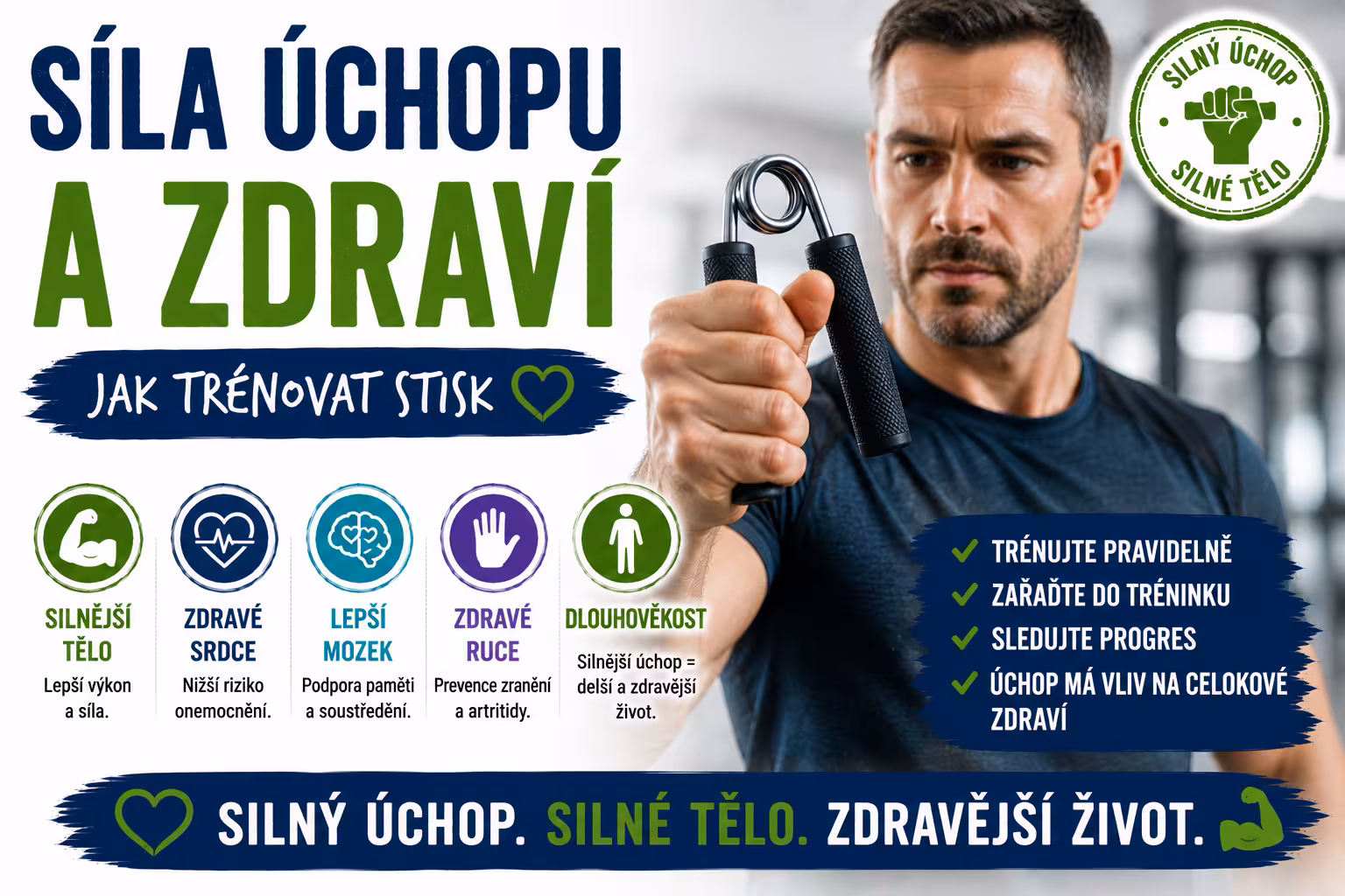 Pevný stisk ruky jako biologický ukazatel dlouhověkosti: Jak v posilovně správně trénovat úchop