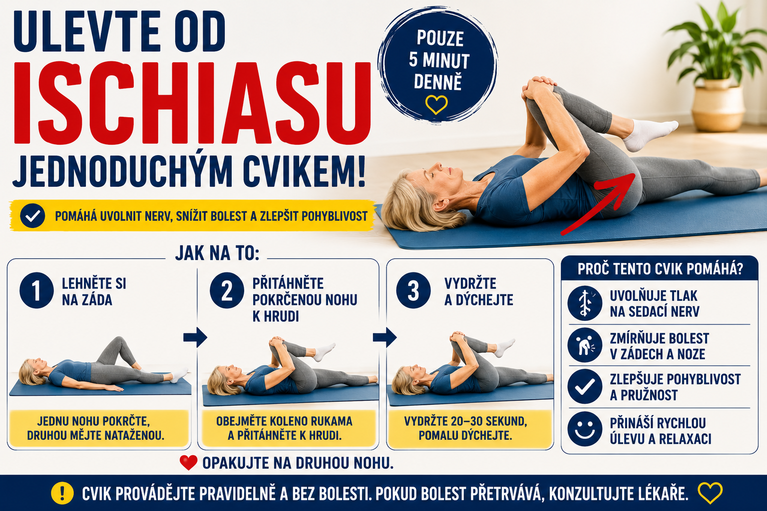 Bolí vás ischias? Tento protahovací cvik z jógy uleví od bolesti zad za 30 sekund