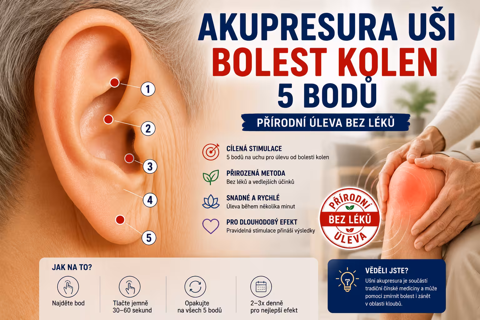 Akupresura uší proti bolesti kolen | Levita.cz