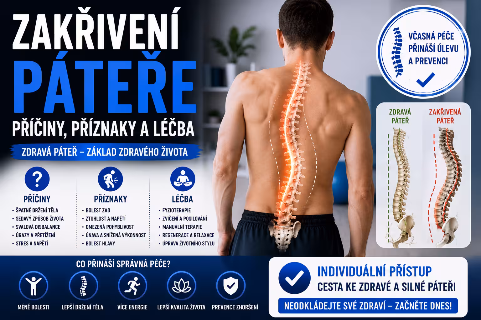 Zakřivení páteře: příčiny, příznaky a léčba | Levita.cz